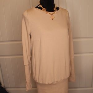 Stylish MOe Cream Sweatshirty Dress